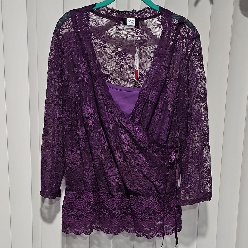 Studio 1940 Plum Lace Overlay